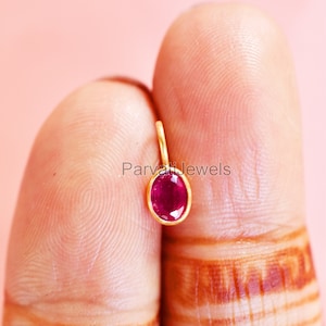 Natural Ruby Gemstone 18K Solid Gold Charm Pendant, Solid Gold Charm, Minimal Charm, Handmade Gold Charm, July Birthstone, Gift For Her,