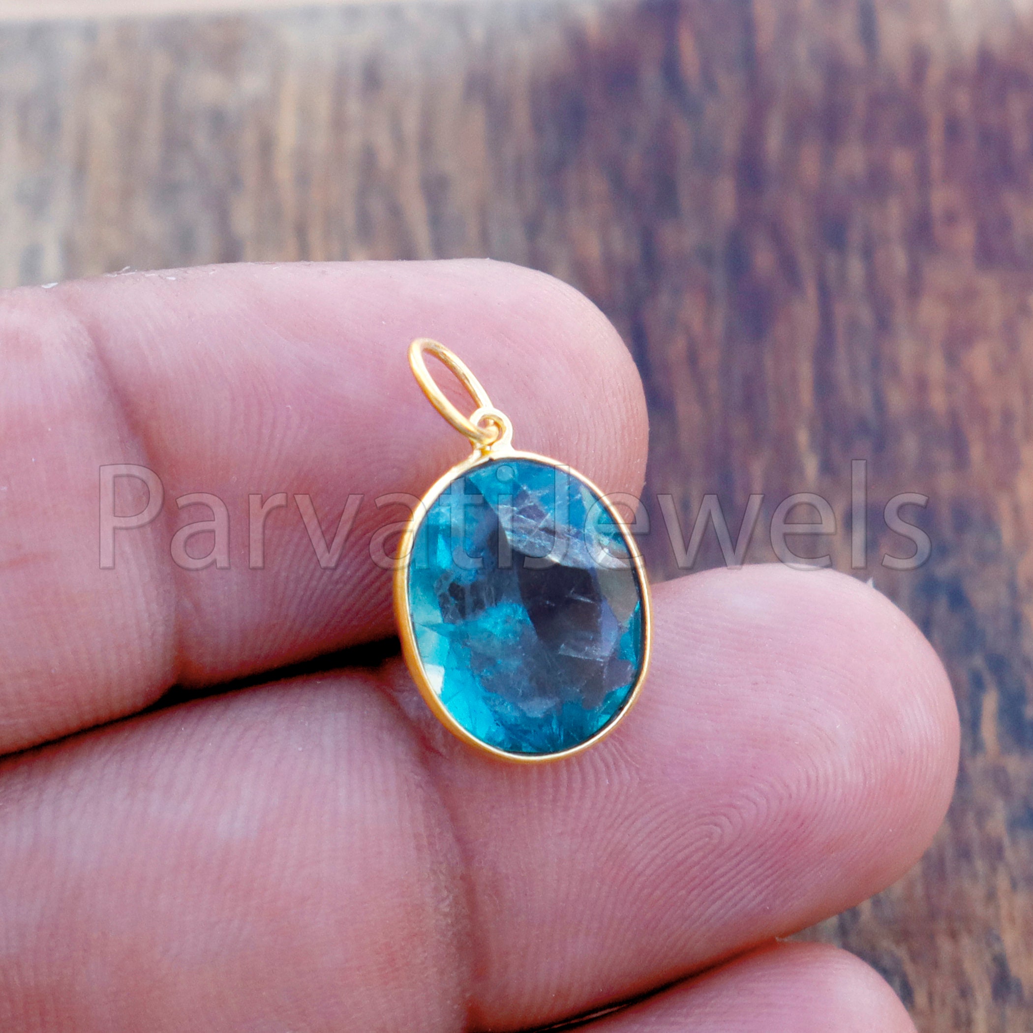 AA Apatite Charm, 18k Solid Gold Charm, Natural Apatite Charm, Gold Charm, Charm Pendant, Charm Necklace, Handmade Gold Charm, Gift for Her