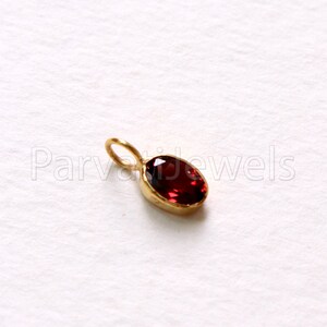May include: A small gold pendant with a red oval gemstone.