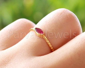 Handmade 18k Solid Gold Ruby Ring, Rare Gemstone