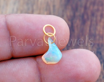 Dije de ópalo etíope natural en bruto, dije de oro macizo de 18k, dije de ópalo, dije de oro, collar con dije, colgante con dije, dije de oro hecho a mano