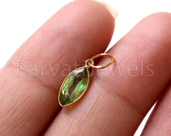 AA Peridot Charm, 18k Solid Gold Charm, Natural Peridot Charm, Gold Charm, Charm Pendant, Charm Necklace, Handmade Gold Charm, Gift For Her