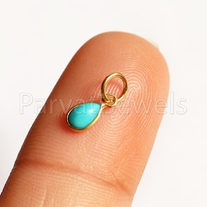 Natural Sleeping Beauty Turquoise 18K gold charm pendant, Handmade Gold Charm, Solid Gold Charm, AA Turquoise Charm, Minimalist Gold Pendant