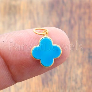 AA Sleeping Beauty Turquoise Charm, Solid 18K gold charm, Handmade Gold Charm, Blue Turquoise Charm, Dainty Gold Charm, Minimalist Pendant,
