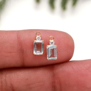 AA Natural Blue Topaz Hoop Earring, Moissanite Hoop Earrings, Solid 18k Gold Earrings, Topaz Hoop Earrings, Birthstone Earring, Gift For Her
