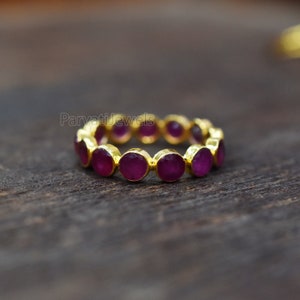 14K & 18k Ruby Gold Ring, Natural Ruby Band Gold Ring, Gold Ring, Engagement ring, Solid Gold Ring, Handmade Gold Band Ring Jewelry