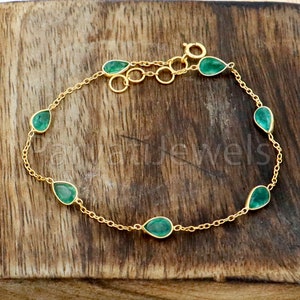 Bracelets émeraude, Bracelets en or massif 18 carats, Bracelets en or faits main, Bracelets en or, Cadeau de mariage pour femme, Bracelets de pierres précieuses