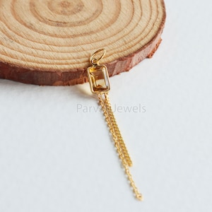 Natural Citrine Charm With Tassel, 18k Solid Gold Charm, Natural Citrine Charm, Solid Gold Charm, November Birthstone Charm, Gift For Her