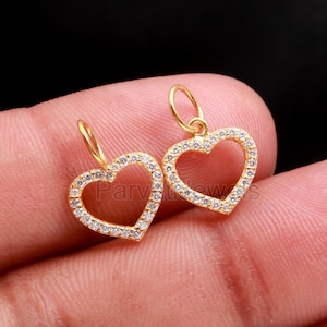 Solid 14K Gold Natural Diamond Charm, Heart Gold Charm, Diamond Heart Gold Charm, Handmade Charm Pendant, Gold Charm Pendant, Gift For Her