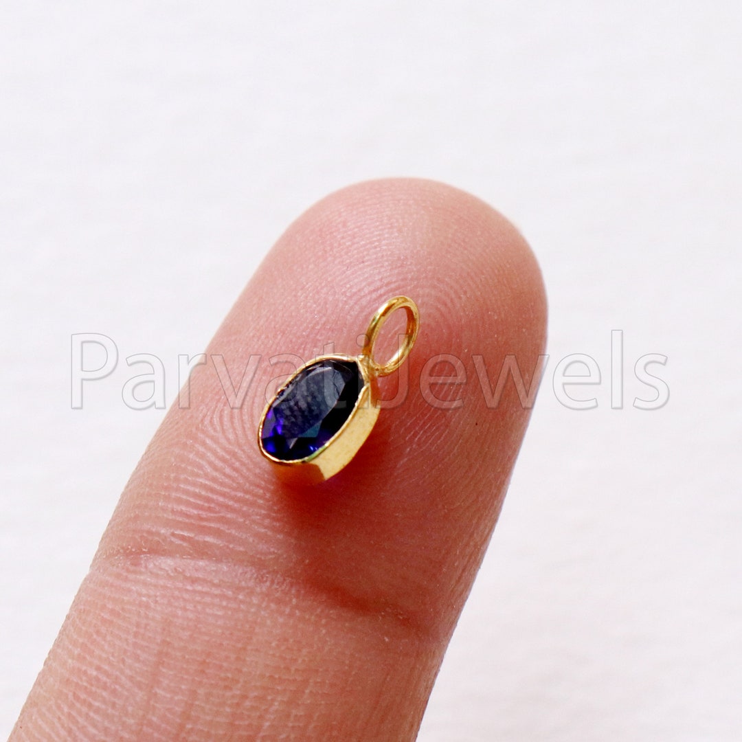 Sapphire Charm, 18k Solid Gold Charm, Natural Sapphire Charm, Gold