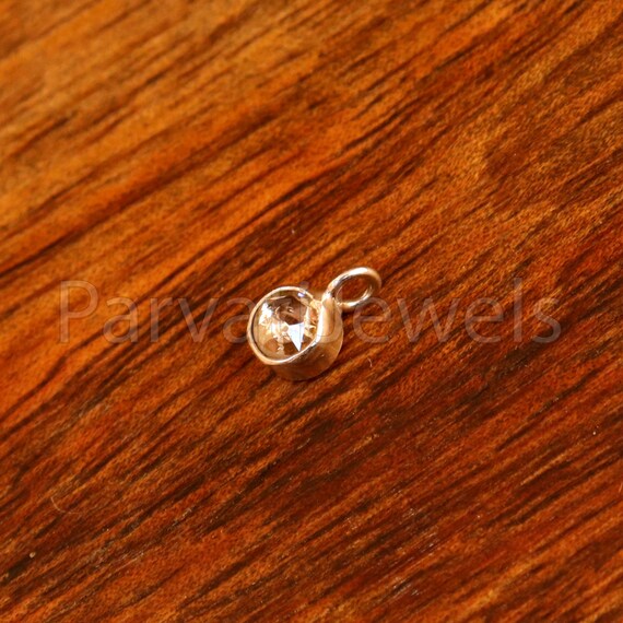 Pendentif Diamant Taille Rose Gris Naturel - 0.40 Carats, Or Jaune 14k, 4 Mm, Sans Chaîne