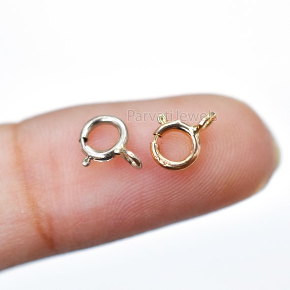 Lot De 5 Fermoirs à Ressort En Or Blanc 14k - Taille 5mm, Plaqué Rhodium, Pour Bracelet/collier, Fabrication Italie