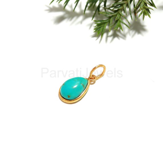 天然スリーピングビューティーターコイズ18Kゴールドチャーム
