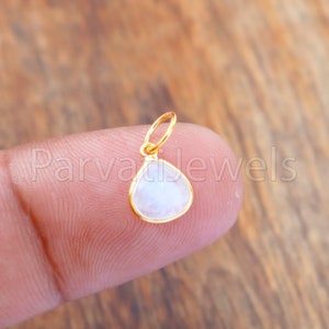 Rainbow Moonstone Charm, 18k Solid Gold Charm, Natural Moonstone Charm, Gold Charm, Charm Pendant, Charm Necklace, Handmade Gold Charm