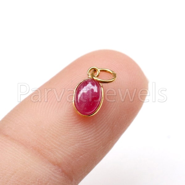 Ruby Charm, 18k Solid Gold Charm, Handmade Gold Charm, Charm Pendant, Charms Necklace, Ruby Charms, Minimalist Pendant, Cabochon Ruby Charms
