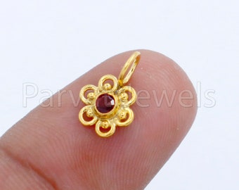 Natural Ruby Charm, 18k Solid Gold Charm, Handmade Gold Charm, Designer Charm Pendant, Charms Necklace, Ruby Charm