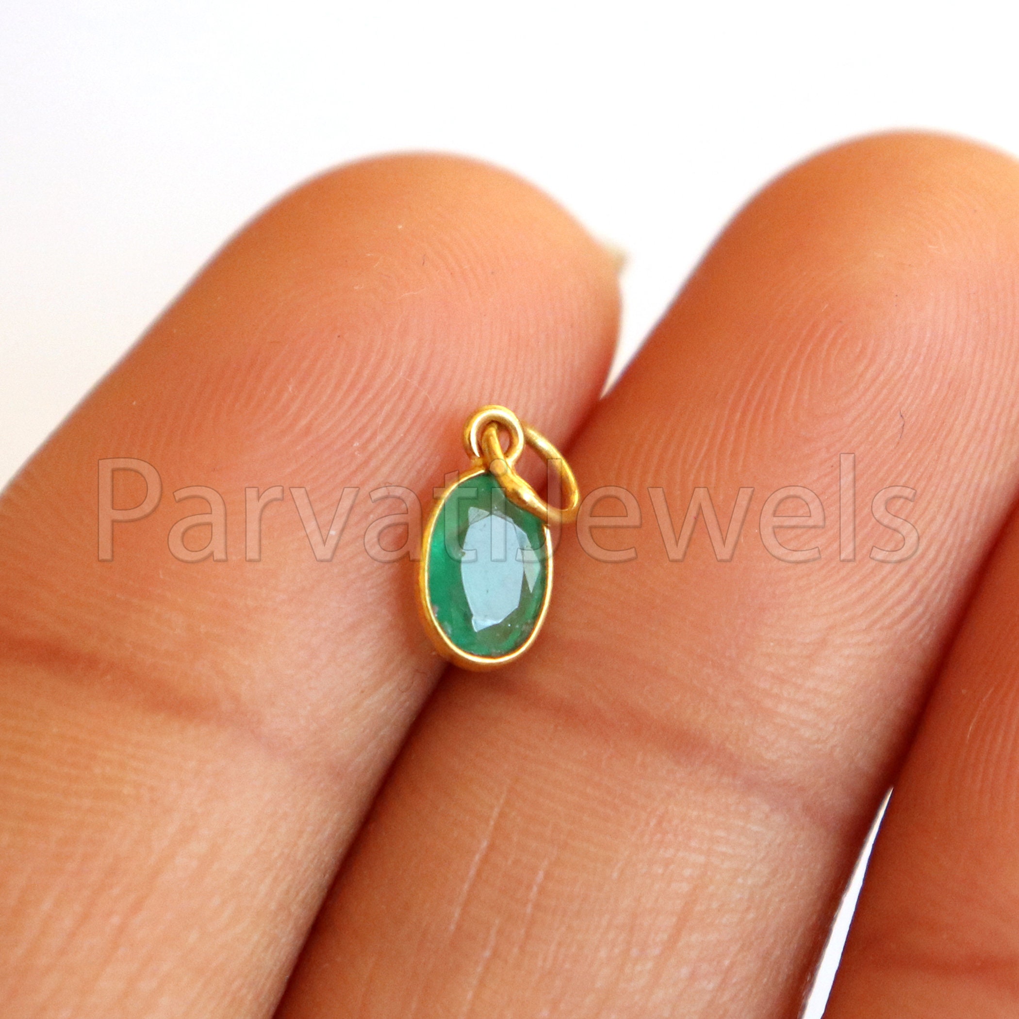NATURAL Emerald Charm 18k Solid Gold Charm Daintyemerald Etsy