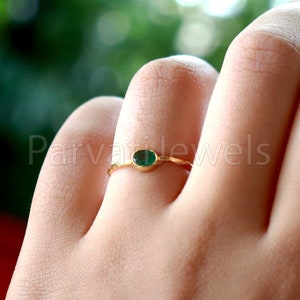 Natural Emerald Ring, Emerald Gold Ring, 18k Solid Gold Ring, Handmade Gold Ring, Emerald Engagement Ring, Wedding Ring, Hammered Gold Ring,