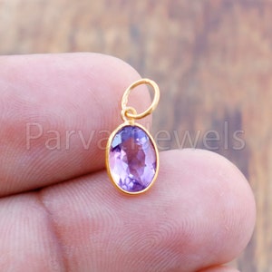 Amethyst Charm, 18k Solid Gold Charm, Natural Amethyst Charm, Gold Charm, Charm Pendant, Charm Necklace, Handmade Gold Charm, Gfit for Her