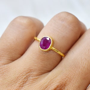 Natural Ruby Oval Shape Gold Ring, 14K & 18k Ruby Gold Ring, Gold Ring, Engagement Ring, Solid Gold Ring, Handmade Ring, Gift for her,