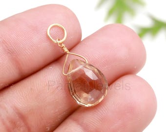 天然ベアクォーツチャーム、18Kソリッドゴールドチャーム、ゴールド