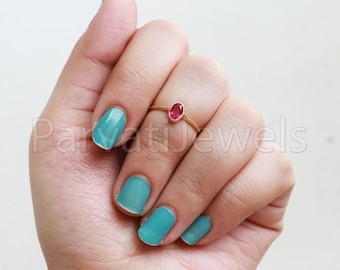 Handmade 18k Solid Gold Ruby Ring, Engagement Jewelry