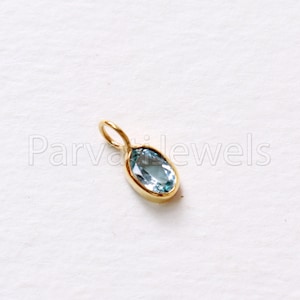 Blue Topaz Charm, 18k Solid Gold Charm, Natural Blue Topaz Charm, Gold Charm, Charm Pendant, Charm Necklace, Handmade Gold Charm