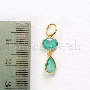 AA Emerald Charm, 18k Solid Gold Charm, Natural Emerald Charm, Gold Charm, Charm Pendant, Charm Necklace, Handmade Gold Charm,