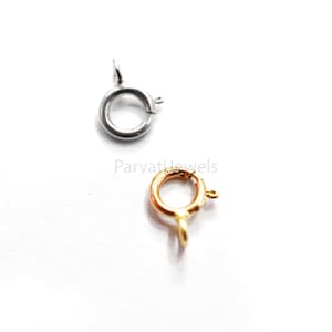 Apprêts de serrure à ressort anneau en or massif 14 carats, fermoir à ressort 6 mm, fermoirs solides bijoux à breloque, breloque fait main cadenas à ressort anneau en or