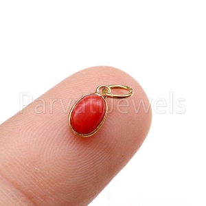 Red Coral Charm, 18k Solid Gold Charm, Natural Coral Charm, Coral Charms, Handmade Gold Charm, Coral Solid Gold Charm, Charm Pendant, Charms