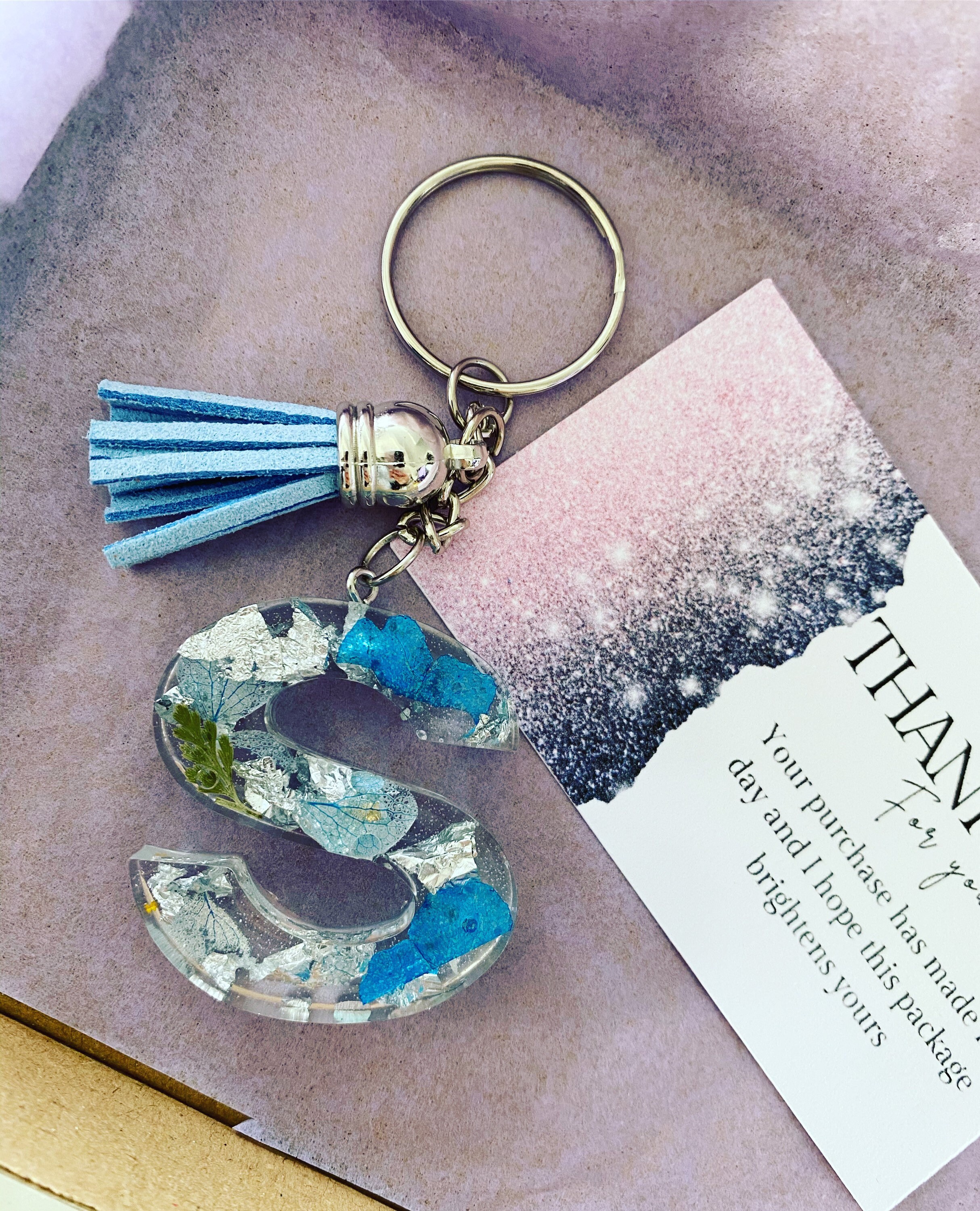 Resin Alphabet Keyrings with Tassles Etsy