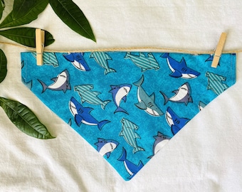 Shark Print Over The Collar Dog Bandana, Pet Scarf