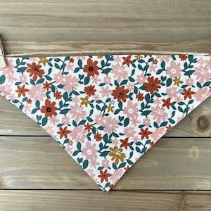 Flower Dog Bandana, Over The Collar Dog Bandana, Traditional Tie, Scarf, Pet Accessories, Cat Bandana, Gift For Pets, Slip On Bandana