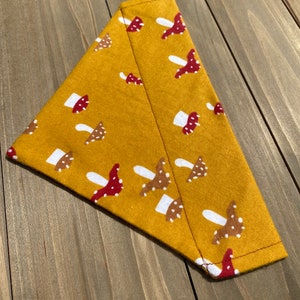 70s Yellow Mushroom Dog Bandana, Over The Collar Dog Bandana, Dog Scarf, Pet Accessories, Cat Bandana, Gift For Pets, Slip On Bandana,