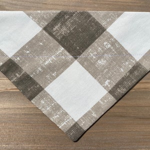 Beige Plaid Dog Bandana, Over The Collar Dog Bandana, Traditional Tie, Scarf, Pet Accessories, Cat Bandana, Gift For Pets, Slip On Bandana