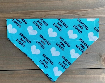 Rescued Dog Bandana: Over The Collar, Love Dog Scarf