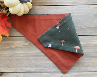 Mushroom Reversible Dog Bandana, Over The Collar Dog Bandana, Traditional Tie, Pet Accessories, Cat Bandana, Gift For Pet, Slip On Bandana