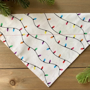 Christmas Lights Dog Bandana, Over The Collar Bandana, Christmas Dog, Cat Bandana, Pet Accessories, Holiday Gift For Pets, Slip On Bandana