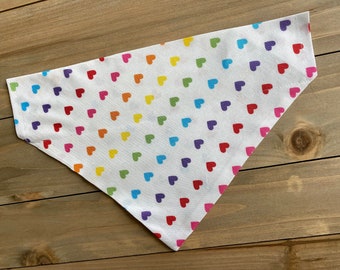 Colorful Hearts Dog Bandana: Valentine's Day Pet Collar Accessory