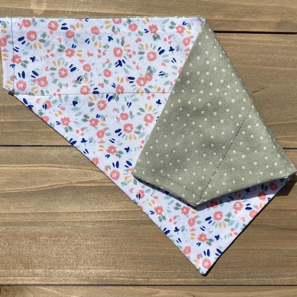 Reversible Floral Dog Bandana, Over The Collar Pet Scarf