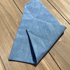 Blue Demin Dog Bandana, Over The Collar Dog Bandana, Traditional Scarf, Pet Accessories, Cat Bandana, Gift For Pets, Slip On Bandana