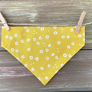 Yellow Floral Dog Bandana, Over The Collar Dog Bandana, Traditional Tie, Scarf, Pet Accessories, Cat Bandana, Gift For Pets, Slip On Bandana