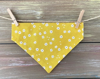 Yellow Floral Over The Collar Dog Bandana, Puppy Brand