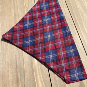 Red Blue Plaid Dog Bandana, Over The Collar Dog Bandana, Traditional Scarf, Pet Accessories, Cat Bandana, Gift For Pets, Slip On Bandana