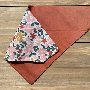 Reversible Flower Dog Bandana, Over The Collar Dog Bandana, Scarf, Pet Accessories, Cat Bandana, Gift For Pets, Slip On Bandana