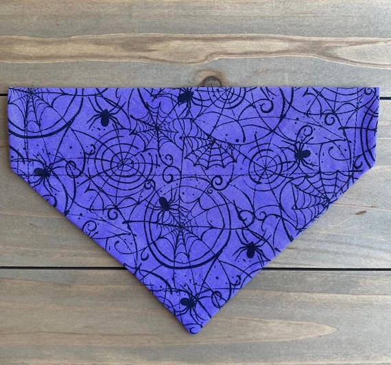 Spider Web Over The Collar Dog Bandana: Halloween Pet Scarf