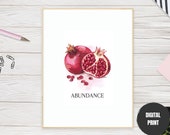 Manifest Abundance Pomegranate Print Law of Attraction Wall Art Feng Shui Print Kitchen Dinning Room Decor