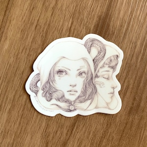 Snake Eyes Sticker, witchy drawing hooded snake tattoo magic witches vinyl die cut sticker