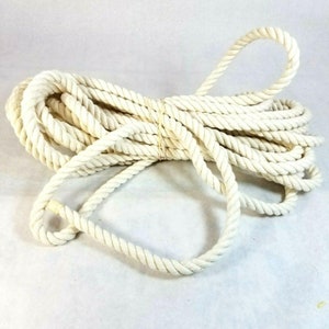 1/4" thick 100% Natural Cotton Twist Rope x 20 feet for Bird Toys Perches Crafts 