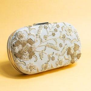 Bolso de mano de terciopelo con bordado de cuentas artesanal y exquisito hecho a mano, bandolera desmontable, regalo perfecto para ella